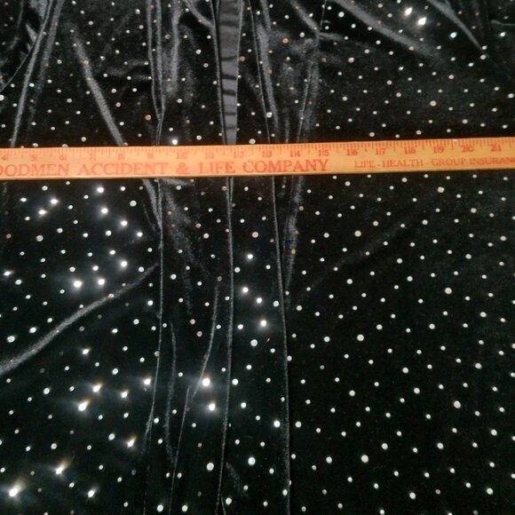 Slinky Brand Shirt Plus Size 1X Open Front Black Velour Mirrored Sequins Party - Picture 5 of 11